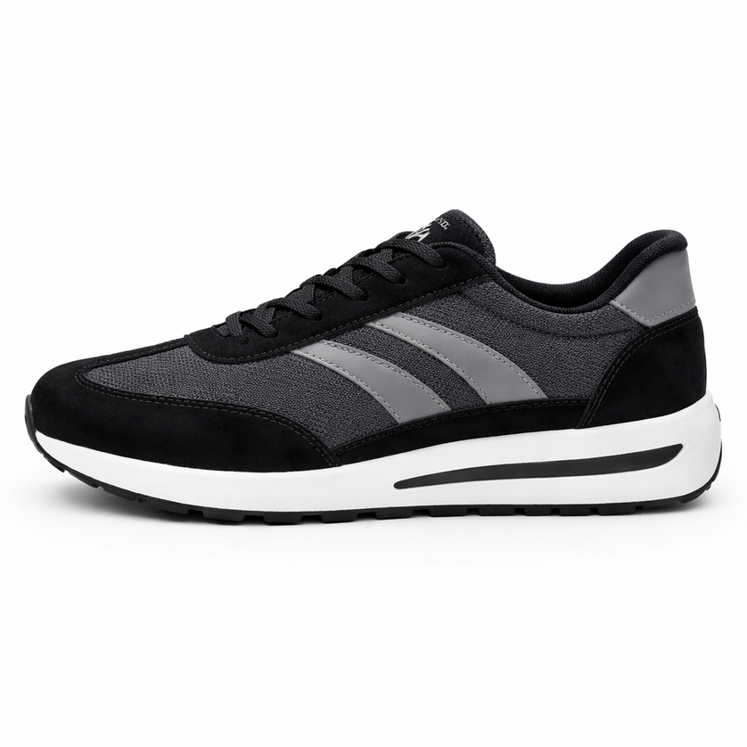 HORIZON Classic Black Wide Toe Box Casual Sneakers