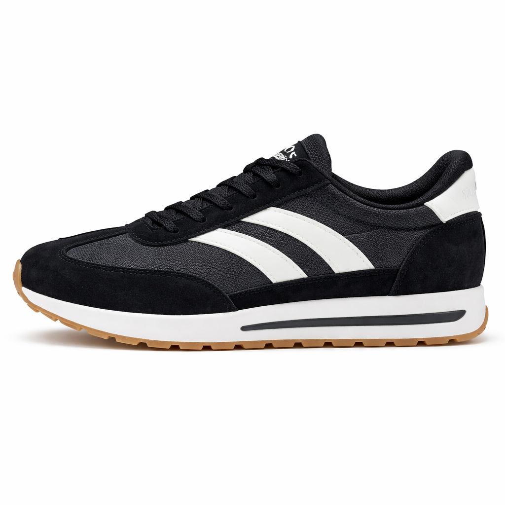 Schwarze Freizeitsneaker HORIZON Black Gum mit breitem Zehenbereich