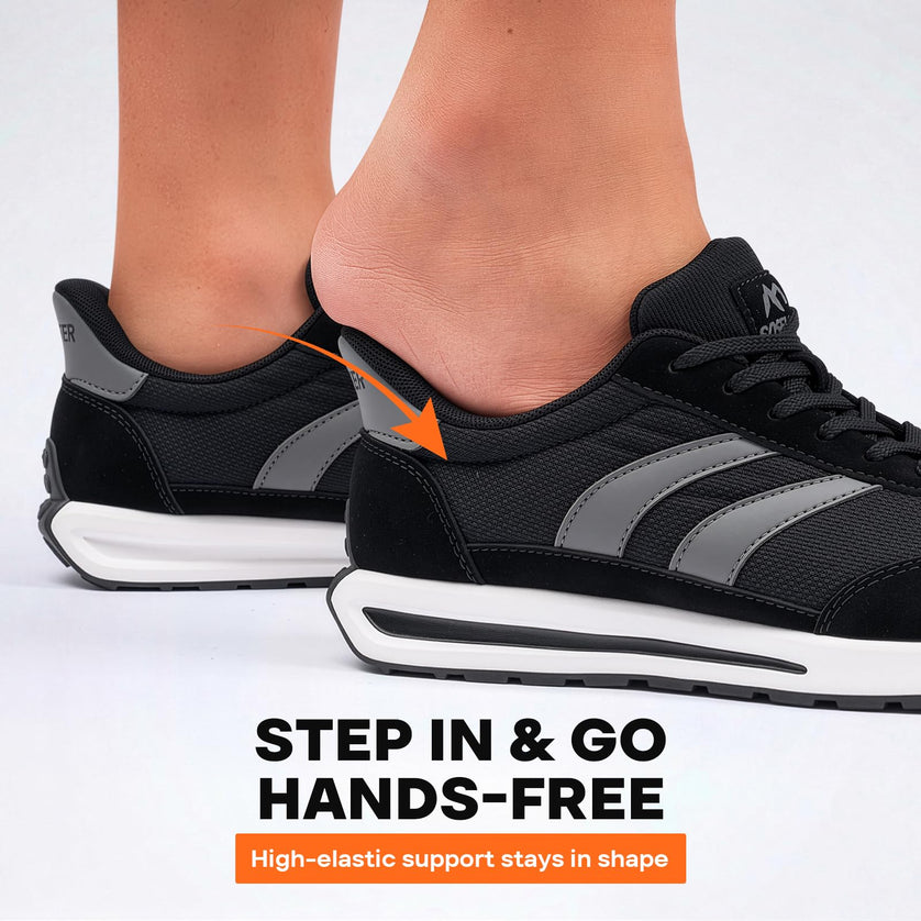 HORIZON Classic Black Wide Toe Box Casual Sneakers