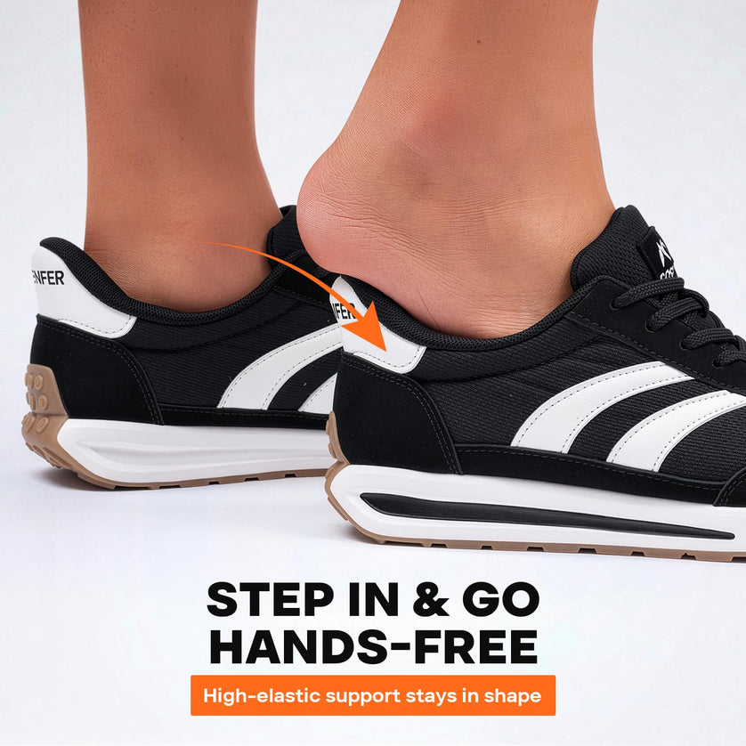 HORIZON Black Gum Wide Toe Box Casual Sneakers