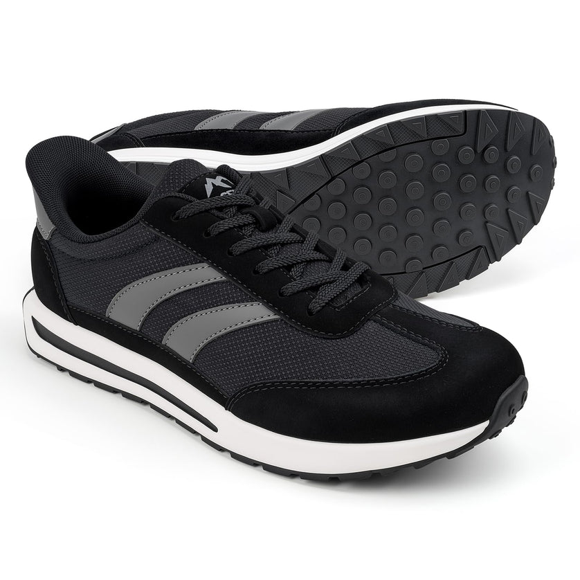 HORIZON Classic Black Wide Toe Box Casual Sneakers