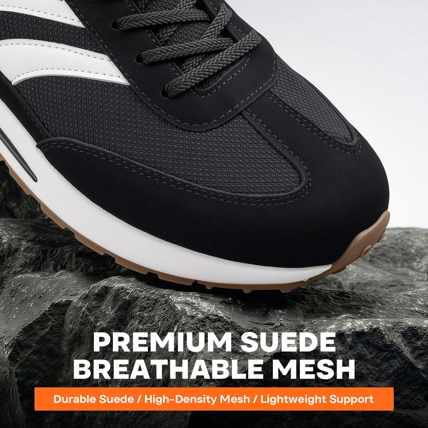 HORIZON Black Gum Wide Toe Box Casual Sneakers