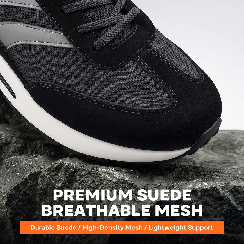 HORIZON Classic Black Wide Toe Box Casual Sneakers