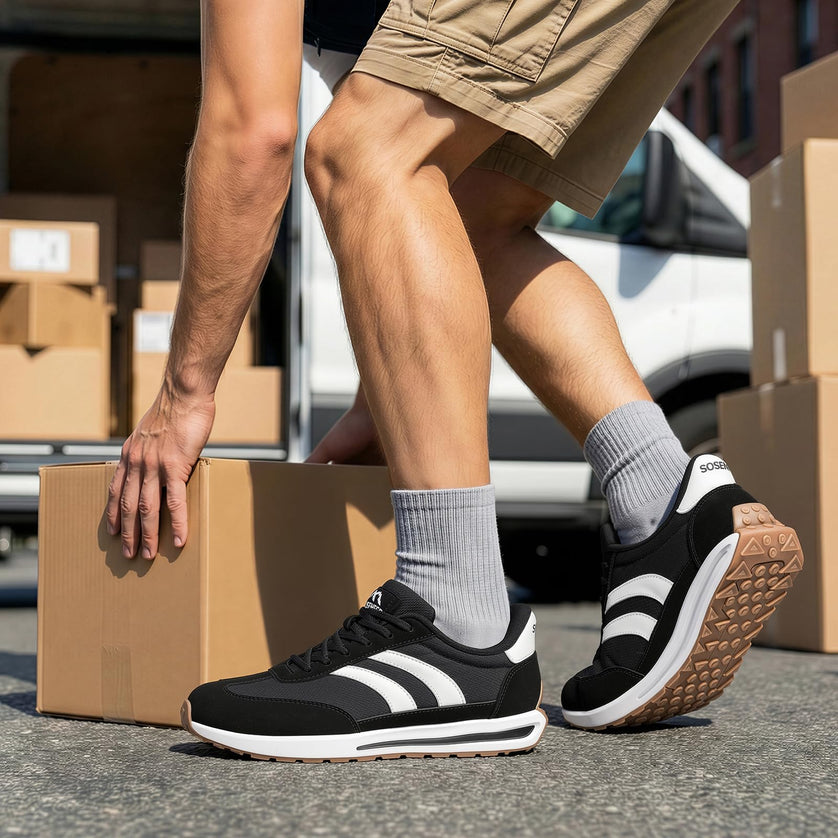 HORIZON Black Gum Wide Toe Box Casual Sneakers